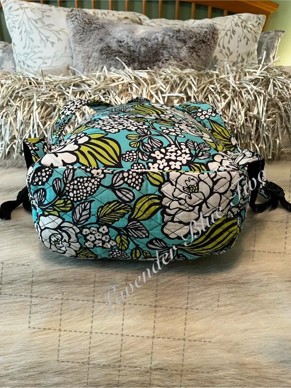 VERA BRADLEY Island Blooms 2012 Laptop Backpack Turquoise Floral Y2K Worl